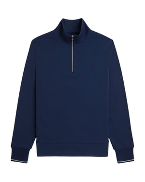 Fred Perry Mens Half Zip Sweatshirt Tennis Blue