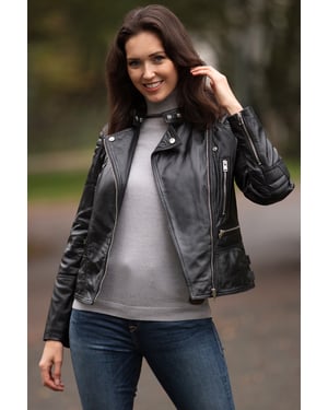 'B Soho' Real Leather Biker Jacket