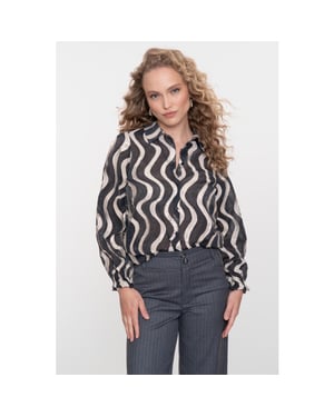 Geisha 53915-20 blouse metallic waveprint