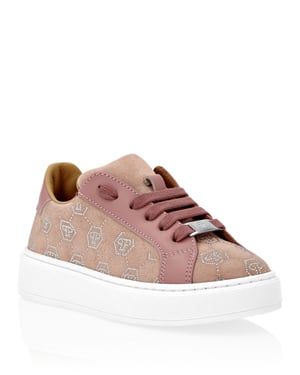 Suede Lo-Top Sneakers Monogram Strass