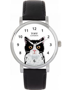 Toff London TLWS-32231 Ladies Black And White Cat Head Watch