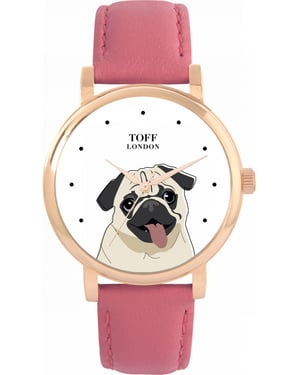 Toff London TLWS-28256 Ladies Beige Pug Dog Head Watch