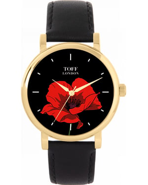 Toff London TLWS-32825 Ladies Red Poppy Flower Watch