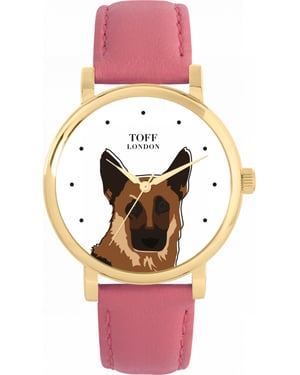 Toff London TLWS-21832 Ladies Brown German Shepherd Dog Head Watch
