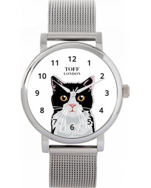 Toff London TLWS-32226 Ladies Black And White Cat Head Watch