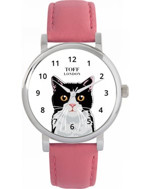 Toff London TLWS-32234 Ladies Black And White Cat Head Watch
