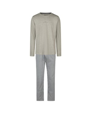 Phil & Co Heren pyjama set lang grijs gestreept