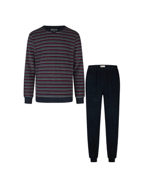 Phil & Co Heren winter pyjama set lang badstof donker gestreept