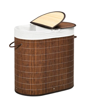 4goodz 100 l wasmand bamboe met deksel 2 secties / uitneembare waszak