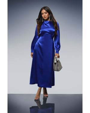 Petite DP Luxe Blouson Empire Sleeve Seam Detail Midi Dress