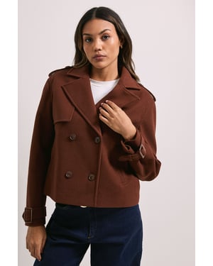 Short Faux Wool Trench Coat