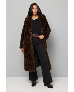 Petite Leopard Faux Fur Coat