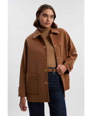 Brushed Wool Patch Pocket Tailored Medium Coat