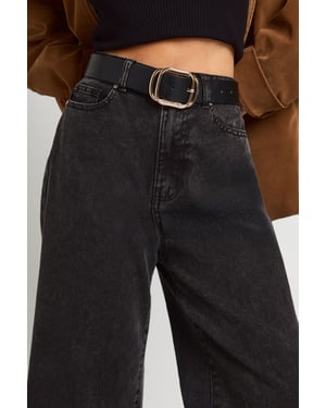 Faux Leather Double Buckle Detail Belt