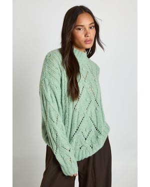 Soft Knit Cable High Neck Jumper