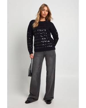 Sequin Stripe Oversized Knitted Jumper
