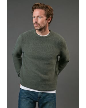 Tuck Stitch Yoke Crew Neck Jumper