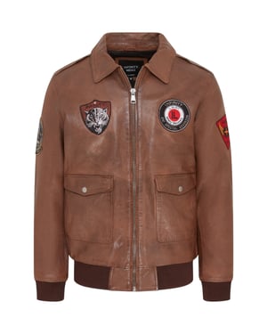Herr Brun Läder Bomber G-1 Aviatorkragejacka - Maverick