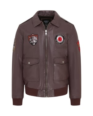 Herr Brun Läder Bomber G-1 Aviatorkragejacka - Maverick