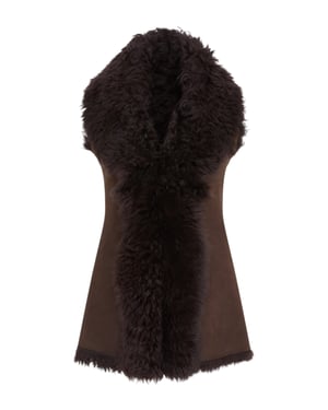 Brun Toscana Shearling Nappa Läder Fårskinnsväst Dam - Parkes