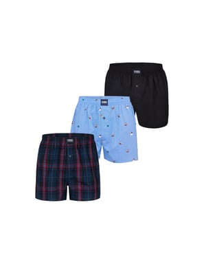Happy Shorts Wijde boxershorts heren kerst 3-pack geruit/print/effen
