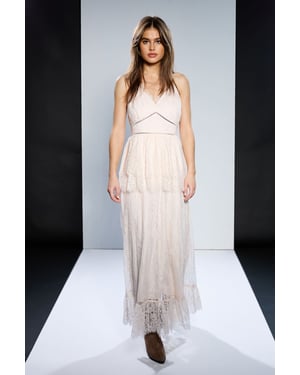 Runway 1.8.1.8 Strappy Lace Peplum Maxi Dress