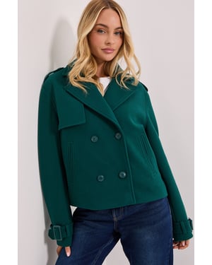 Short Faux Wool Trench Coat