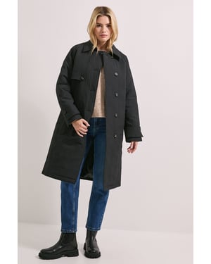 Collar Detail Quilted Midi Coat