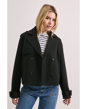 Short Faux Wool Trench Coat