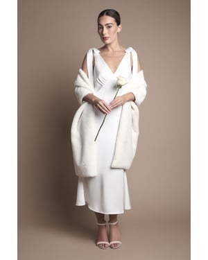 Ivory Faux Fur Wrap Shawl