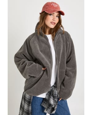 Oversized Teddy Zip Up Jacket