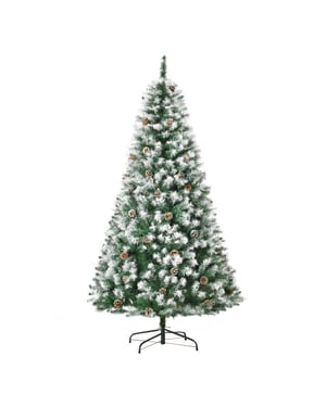 Homcom Kunstkerstboom 800 takken 61 dennenappels sneeuwtoppen- 180 cm