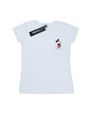 Disney Womens/Ladies Mickey Mouse Kickin Retro Chest Cotton T-Shirt (White)