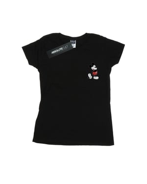 Disney Womens/Ladies Mickey Mouse Kickin Retro Chest Cotton T-Shirt (Black)