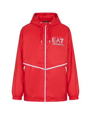 Ea7 Bold Logo Red Hooded Jacket