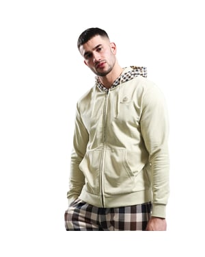 Aquascutum Active Fz Club Check Hood Beige Zip-up Hoodie