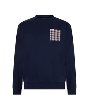 Aquascutum Active Macro Iconic Pocket Crewneck Marinblå Tröja