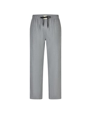 Phil & Co Heren pyjamabroek lang flanel gestreept grijs