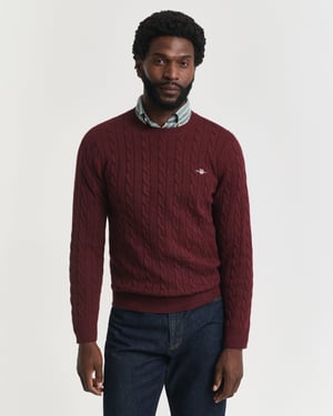 Crew Neck Jumper in Dark Red