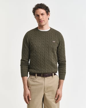 Crew Neck Jumper in Dark Green