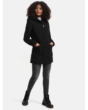 Marikoo dames wintermantel met capuchon en getailleerd model