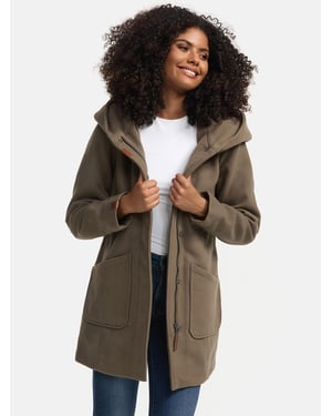 Marikoo dames wintermantel met capuchon en getailleerd model