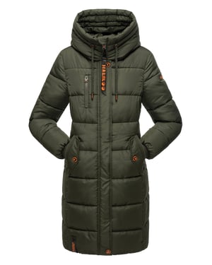 Marikoo dames winterjas – Lange gewatteerde jas met capuchon & zakken