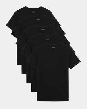 Basis T-shirt in Zwart (5-pack)