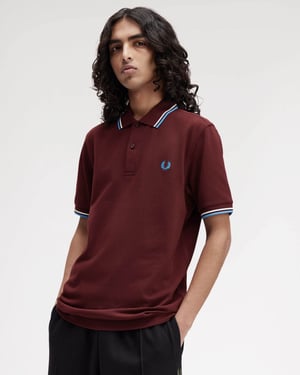 Twin Tipped Signature Polo Shirt in Dark Red