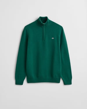 GANT Mens Casual Cotton Half Zip Jumper Half Zip Jumper in Dark Green
