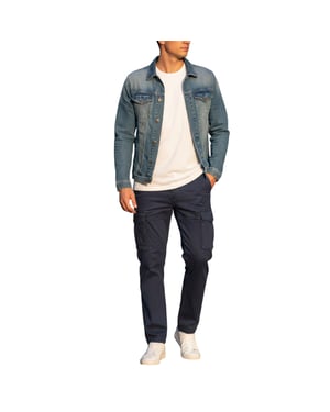 Mens Cargo Trousers Regular Fit Casual Stretch Cotton Cargo Combat Work Pants