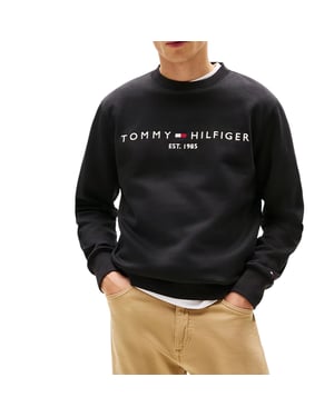 Tommy Hilfiger Mens Fleece Sweatshirt Embroidered Logo Pullover Crew Neck Jumper