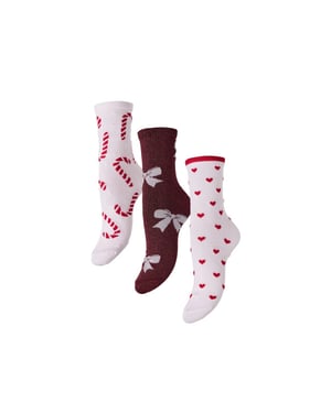 Pieces Dames kerst sokken pcjingle glitter 3-pack roze