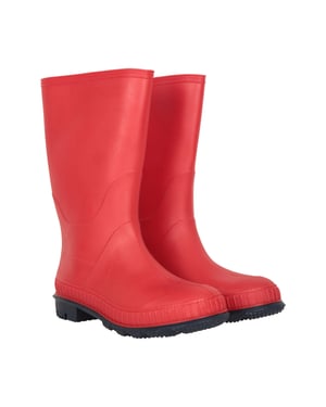 Kids Plain Wellies PVC Outer Deep Lugs Waterproof Outdoors Rain Boots Red
